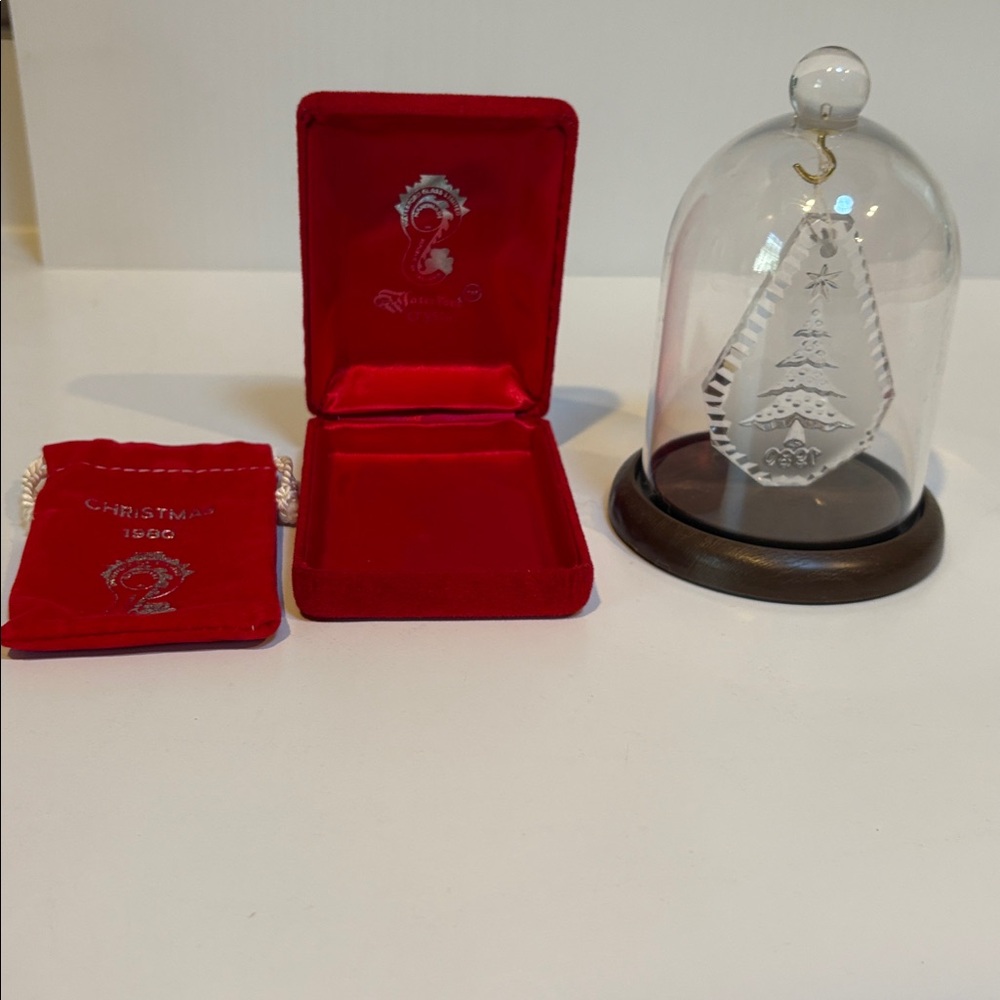 Waterford 1980 Crystal Ornament with Red Case and Dome